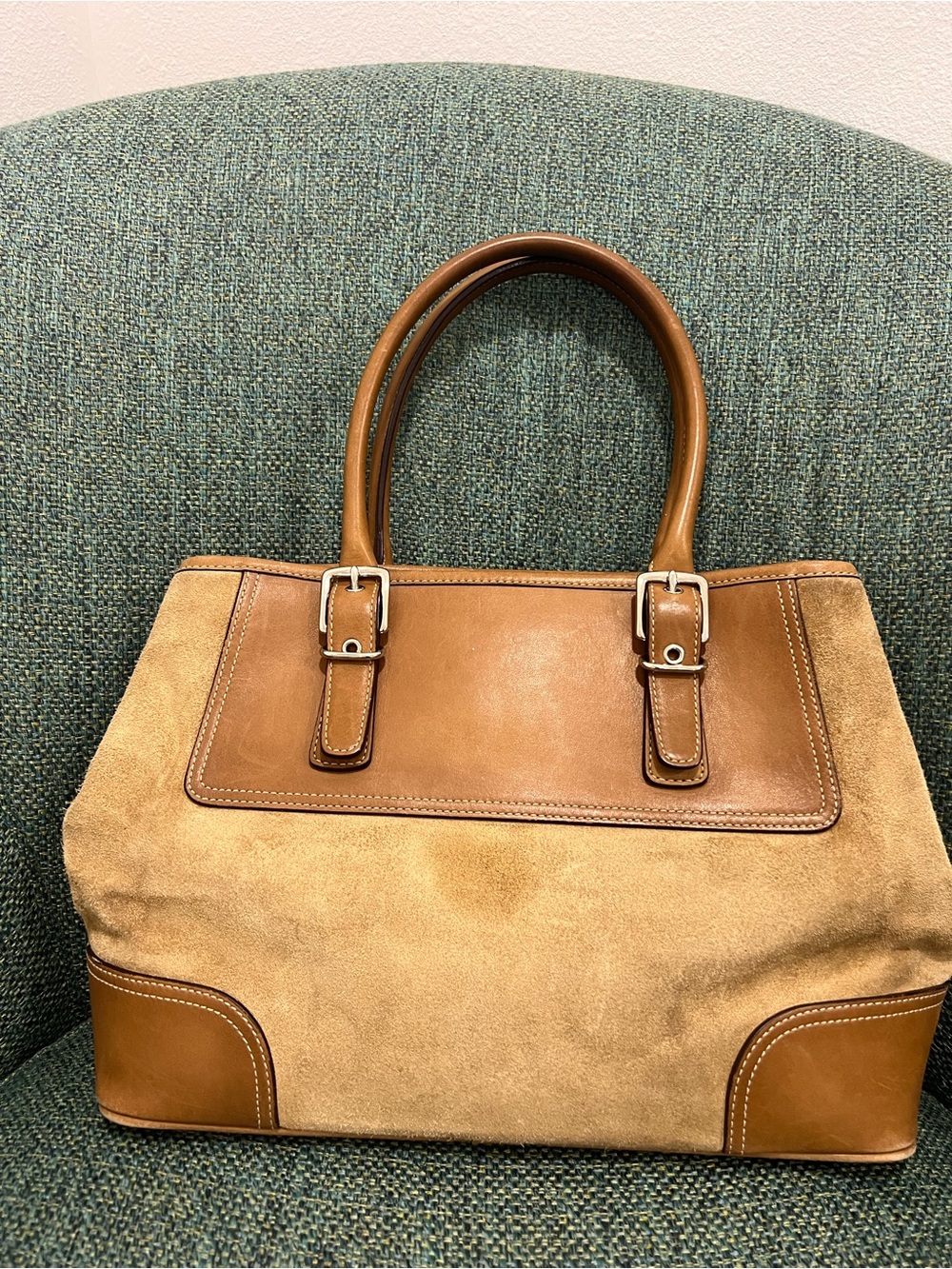 Coach Vintage Hamptons Camel Suede & Leather Tote Satchel #7562 - Picture 2 of 7